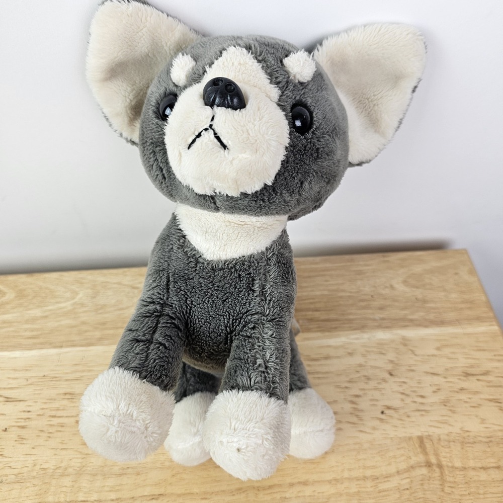JSQ Small Dog Chihuahua‎ Plush Stuffed Velvety Soft Fur Gray Mini Puppy Toy